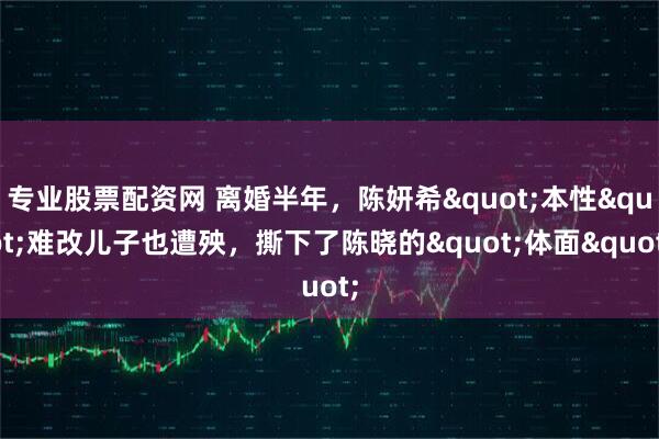 专业股票配资网 离婚半年，陈妍希"本性"难改儿子也遭殃，撕下了陈晓的"体面"